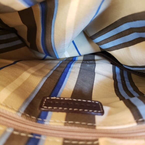 Chocolate Brown and tan Leather and suede Levenger Shoulder Bag Tote - Picture 5 of 8